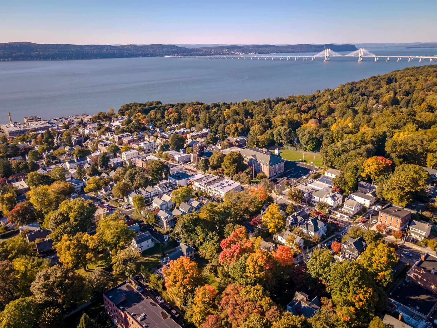The village of Irvington on the Hudson River, Westchester County