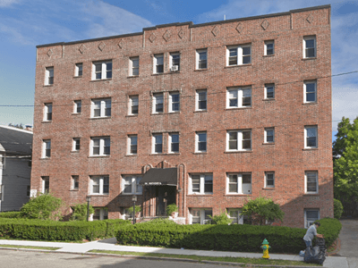 Front of Minerva Apartments in White Plains