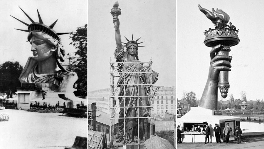 The Statue of Liberty under construction, before it was shipped to New York